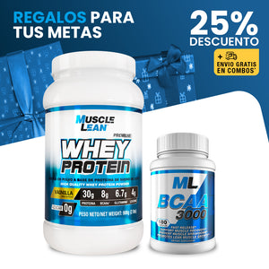 COMBO PROTEINA WHEY + AMINOACIDOS BCAAs ¡25% DESCUENTO! + ENVIO GRATIS