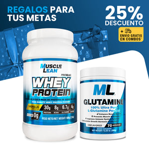 COMBO PROTEINA WHEY + GLUTAMINA ¡25% DESCUENTO! + ENVIO GRATIS